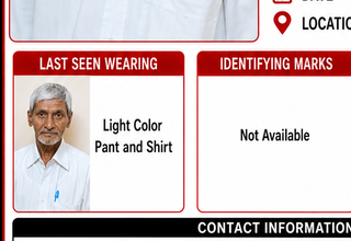 C Sivaramaraju missing from TIRUPATHI Andhra Pradesh